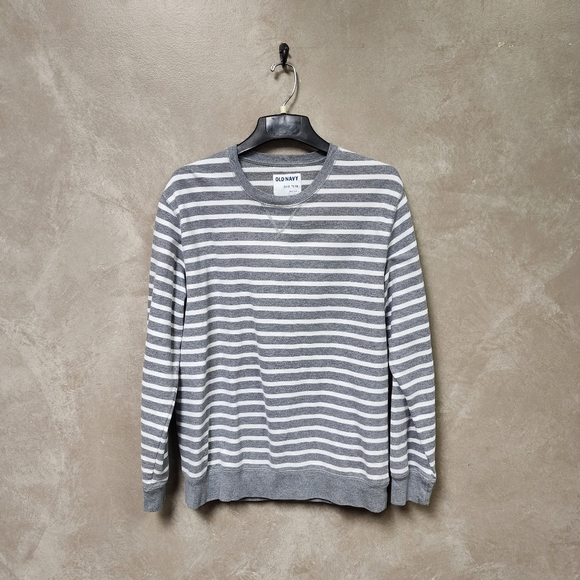 Old Navy Men's Gray and White Striped Pullover Sweatshirt Size XL - Picture 3 of 6